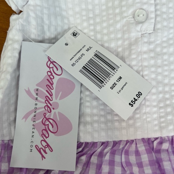 Bonnie Baby Matching Set Bunny Pastel Multicolour 12M Baby Girl NWT - Picture 5 of 6